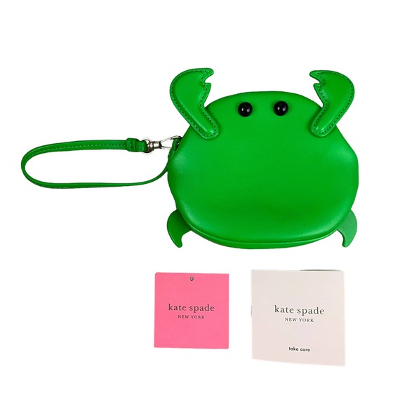 kate spade Handbags - Kate Spade Green Shelly Crab Wristlet Coin Purse Bag Charm Leather